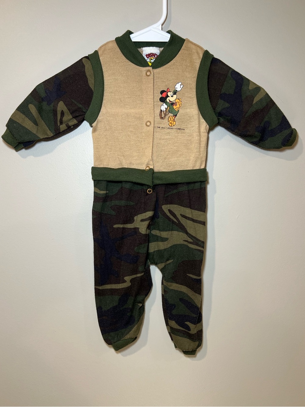 Vintage Disney by Jog Togs Camouflage Mickey Footed One-Piece Sleeper